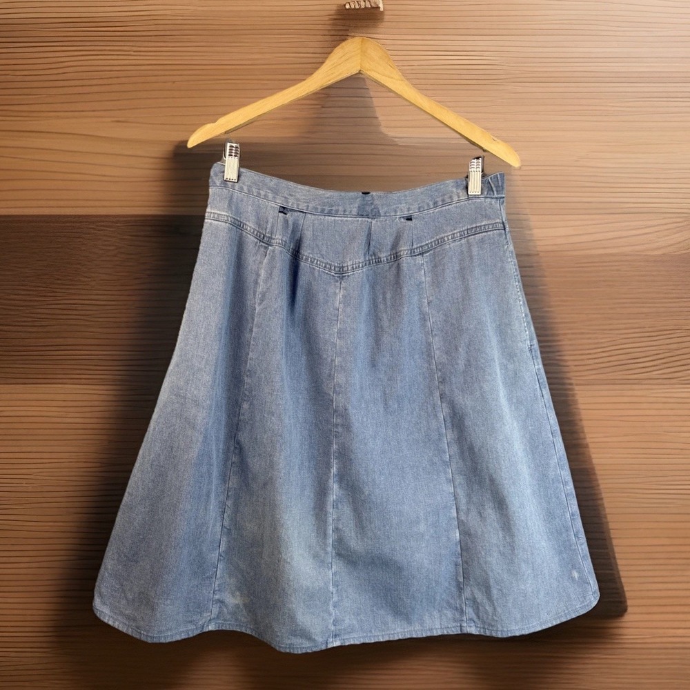 Vintage 80s 90s Denim Skirt M/L Yoke Waist A-Line‎ Cowgirl Western Pockets Orvis